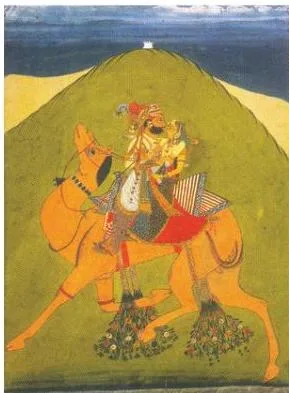 The Rajasthani Schools of Painting Class 12: Chapter PDF Dhola and Maru riding away together on a camel, the local ballad as theme in a Jodhpur painting of 1810