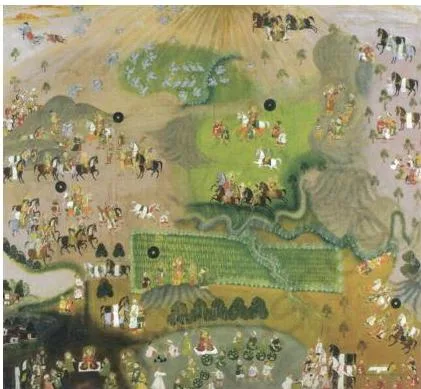 The Rajasthani Schools of Painting Class 12: Chapter PDF Maharana Jagat Singh II riding out to hawk across a countryside opened up by a raised panoramic horizon