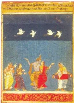 The Rajasthani Schools of Painting Class 12: Chapter PDF Ragamala folio of Raga Megha by Madho Das, 1680, showing Malwa flat two-dimensional colour planes and austere composition
