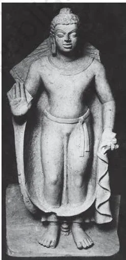 Thinkers, Beliefs and Buildings Class 12 PDF (Theme 4) An image of the Buddha from Mathura, c. first century CE