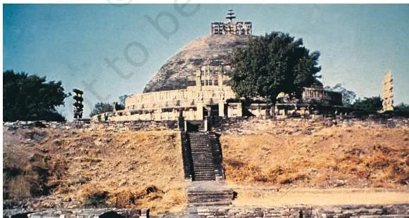 Thinkers, Beliefs and Buildings Class 12 PDF (Theme 4) If you travel from Delhi to Bhopal by train, you will see the majestic stupa complex on top of a hill, crowning it as it were.