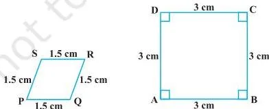 Two quadrilaterals drawn for comparison in which corresponding angles are equal but the corresponding sides are not in the same ratio