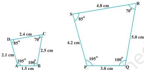 Triangles 6 Class 10: NCERT Maths Chapter 6 PDF From the above, you can easily say that quadrilaterals ABCD and PQRS of Fig. 6.5 are similar.