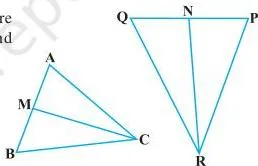 Triangles 6 Class 10: NCERT Maths Chapter 6 PDF Two similar triangles ABC and PQR with the medians CM and RN drawn from the same corresponding vertex of each triangle