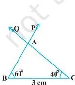 Triangles 6 Class 10: NCERT Maths Chapter 6 PDF Two triangles constructed with the same two base angles of 60 and 40 degrees on bases of different lengths, with the remaining rays meeting to complete each triangle