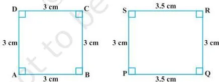 Triangles 6 Class 10: NCERT Maths Chapter 6 PDF A square and a rectangle with matching angles but side lengths that are not in proportion, showing equal angles alone do not make polygons similar