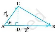 Vector Algebra Class 12 NCERT Book: Chapter 10 PDF A triangle with sides a and b and the perpendicular height drawn, showing the area is half the magnitude of the cross product