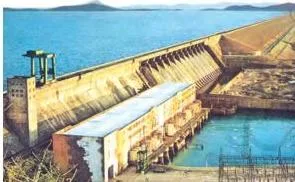 The Hirakud Dam holding back a reservoir on the Mahanadi river, the chapter's example of a multi-purpose project combining water conservation with flood control